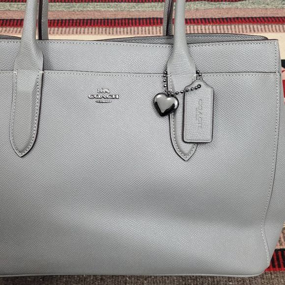 Coach 24218 Bailey Carryall Gray Crossgrain Leather Tote Shoulder Bag Purse - Picture 3 of 11